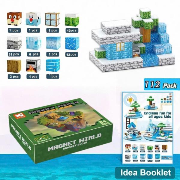 Đồ Chơi Khối Nam Châm Từ Tính Minecraft,Block Minecraft Nam Châm, Đồ Chơi Xây Dựng Cho Bé 1 Hộp 112 mảnh