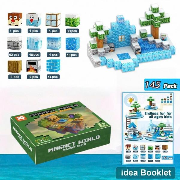 Đồ Chơi Khối Nam Châm Từ Tính Minecraft,Block Minecraft Nam Châm, Đồ Chơi Xây Dựng Cho Bé 1 Hộp 145 mảnh