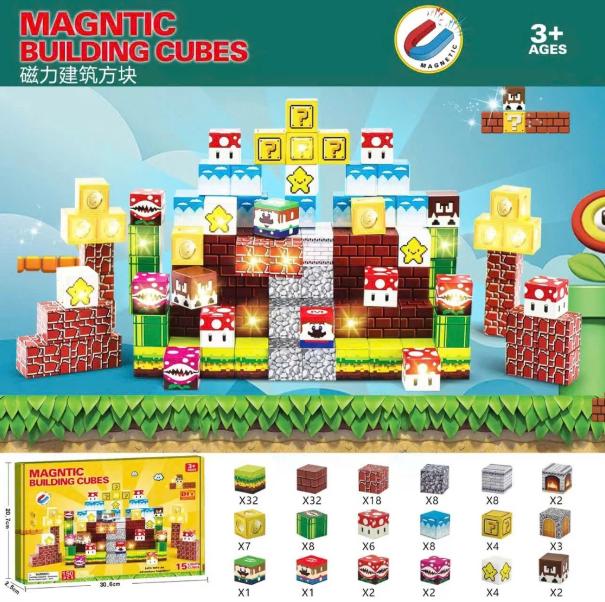 Đồ Chơi Khối Nam Châm Từ Tính Minecraft,Block Minecraft Nam Châm, Đồ Chơi Xây Dựng Cho Bé 1 Hộp 150 mảnh - Bản Mario