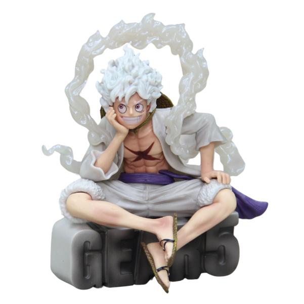 Hàng Cao Cấp - Mô Hình OnePiece Luffy gear 5 áo trắng ngồi cười tay chống cằm có đế siêu đẹp