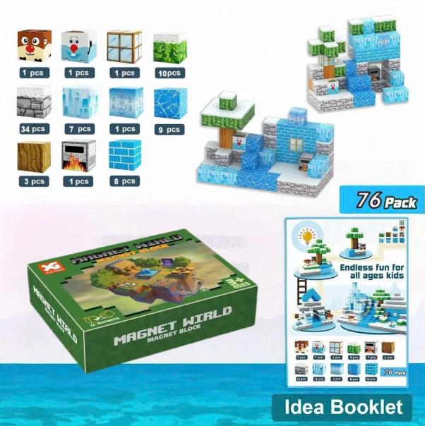 Đồ Chơi Khối Nam Châm Từ Tính Minecraft,Block Minecraft Nam Châm, Đồ Chơi Xây Dựng Cho Bé 1 Hộp 76 mảnh