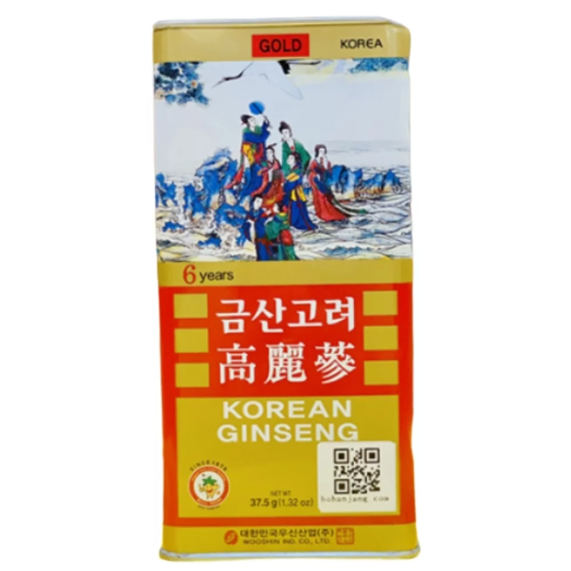 Hồng sâm củ khô hộp thiếc Wooshin 37.5g thượng hạng – Nhân sâm khô nguyên củ