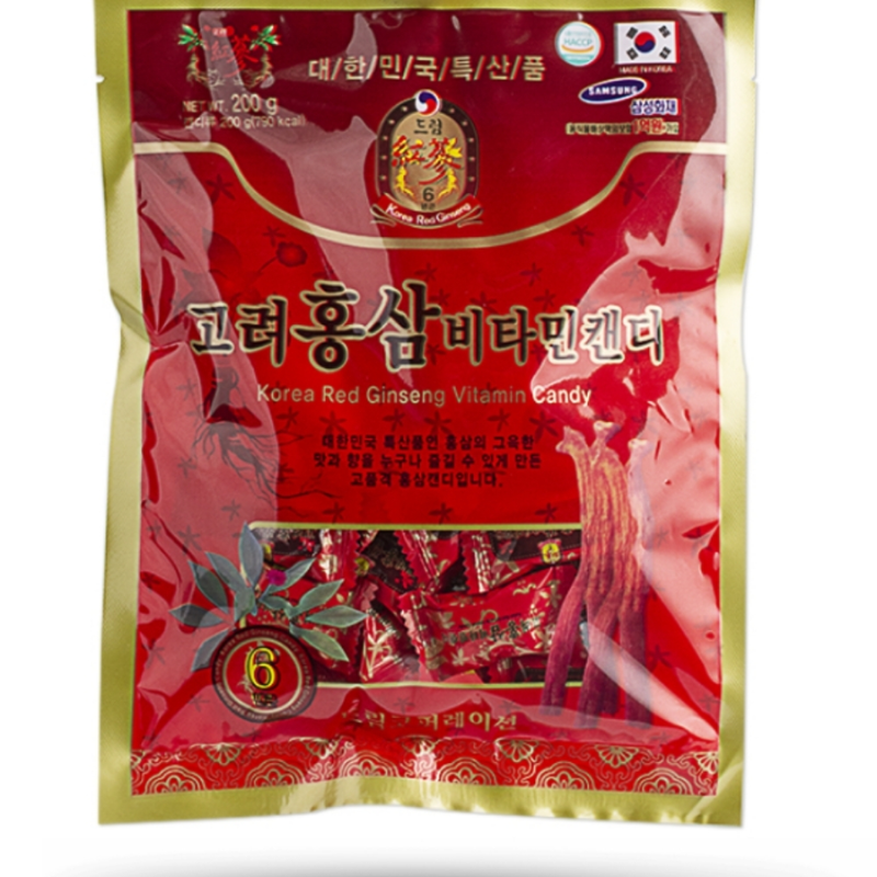 Kẹo hồng sâm hàn quốc gói 200g – Kẹo sâm cứng Korea chính hãng