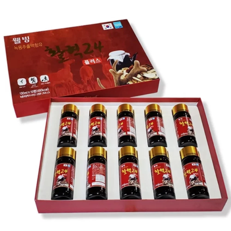 Nước hồng sâm nhung hươu Hàn Quốc chính hãng hộp 10 chai x 100ml