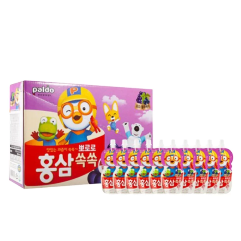 Nước hồng sâm trái cây Paldo cho bé vị nho hộp 10 gói x 100ml