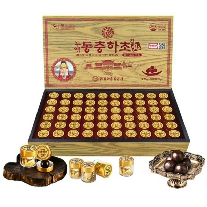 Viên đông trùng hạ thảo hàn quốc Silkworm Cordyceps thượng hạng hộp 60 viên