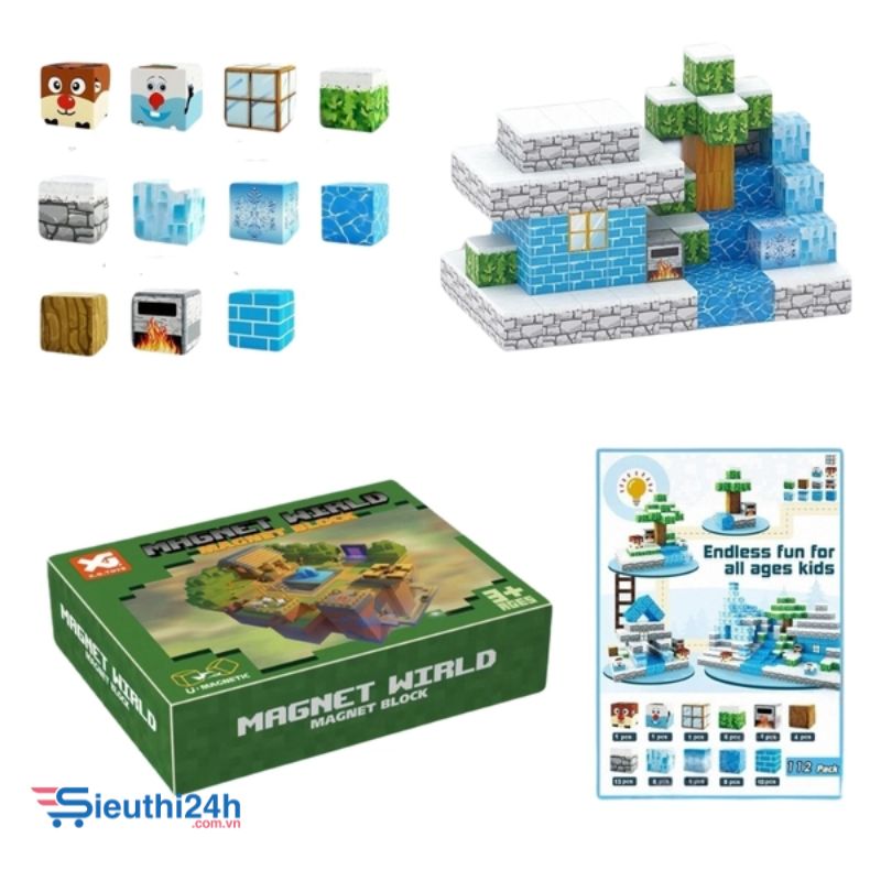 Đồ Chơi Khối Nam Châm Từ Tính Minecraft,Block Minecraft Nam Châm, Đồ Chơi Xây Dựng Cho Bé 1 Hộp 200 cái