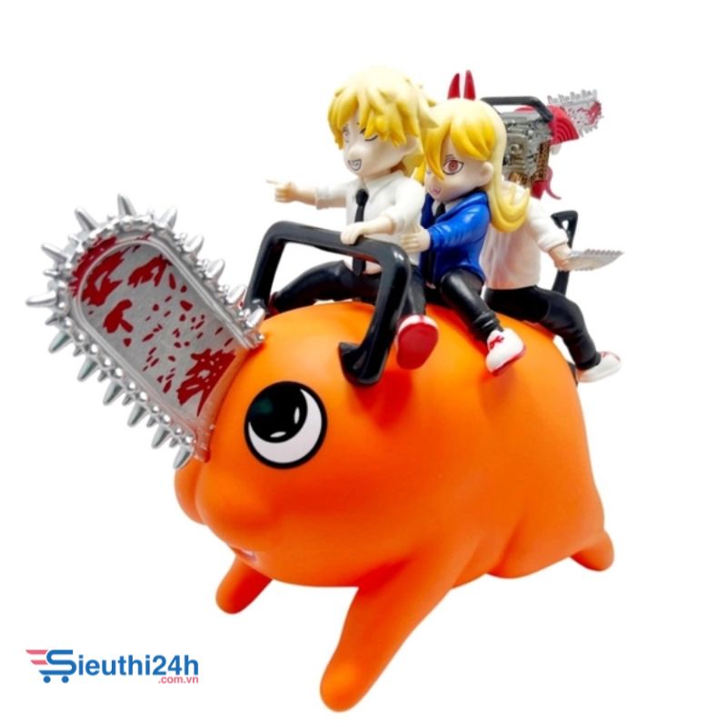 Mô Hình Chainsaw Man 3 nhân vật chính cưỡi Pochita