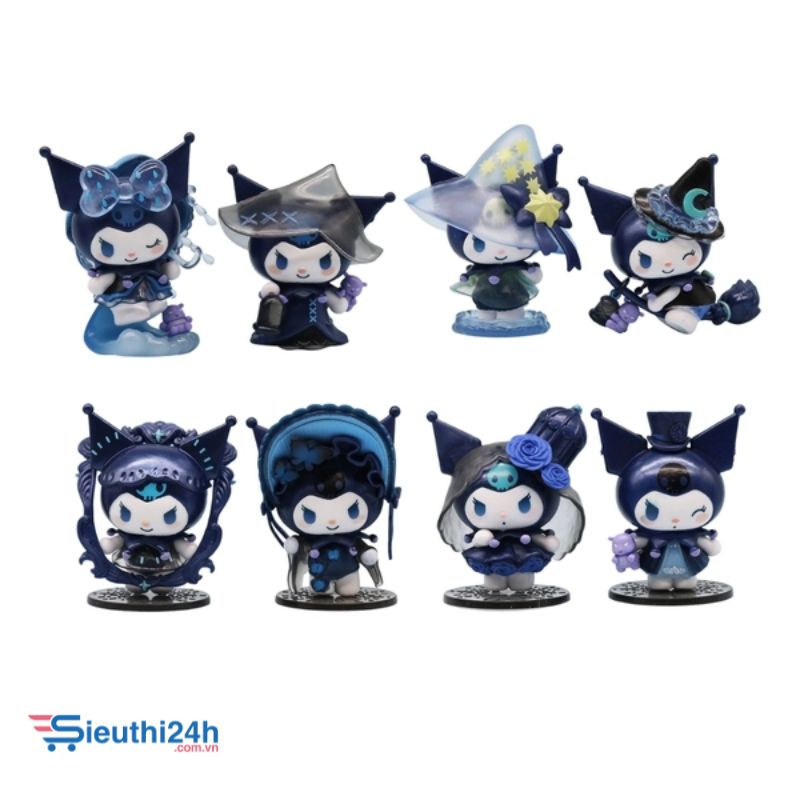 Mô hình kuromi Bộ 8 Melody Gemini Pudding Dog Cinnamon Dog Kuromi có đế