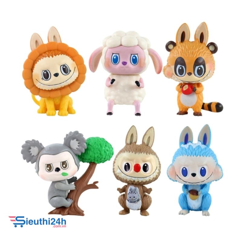 Mô hình labubu bộ 6 labubu động vật bản B
