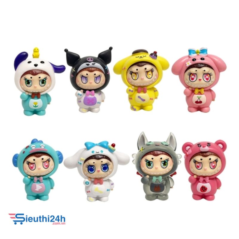 Mô hình labubu bộ 8 labubu cosplay blind box