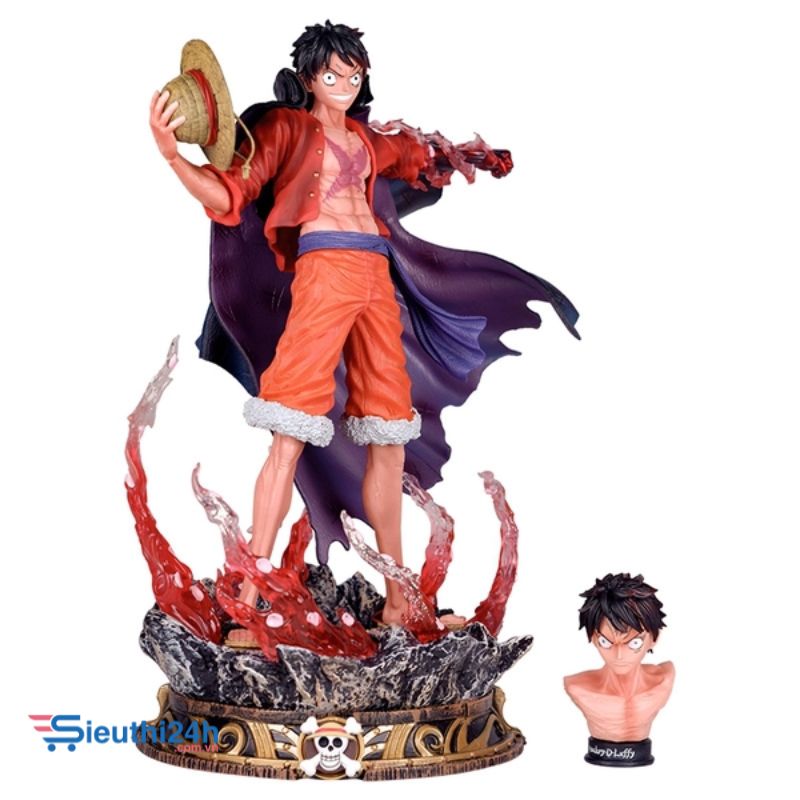 Mô Hình OnePiece Luffy nika gear 2 dáng đứng siêu ngầu 2 đầu thay thế có led usb ( ko có dây sạc )