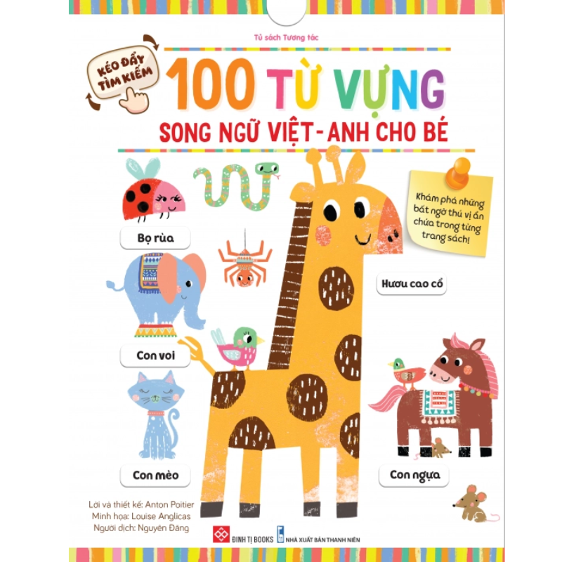 Sách tương tác - Kéo đẩy tìm kiếm - 100 từ vựng song ngữ Việt-Anh cho bé