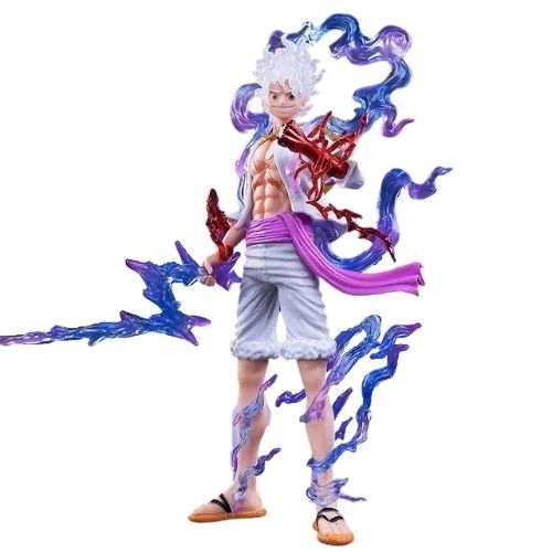 Bản 28cm Box Nhựa Hộp bóng kính - Mô hình OnePiece- Luffy Gear 5 Nika trắng Cao 28cm bản có vũ khí cầm tay