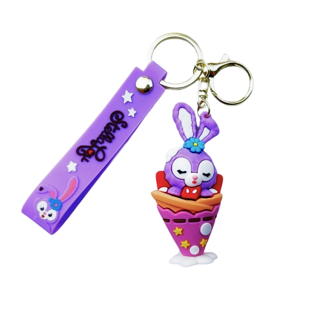 Móc khóa thỏ tím kem - Dây móc dài : 11cm - Mô Hình Cao : 7cm - Nặng : 50gram - No Box : bọc túi OPP N3-K17-T6-S1