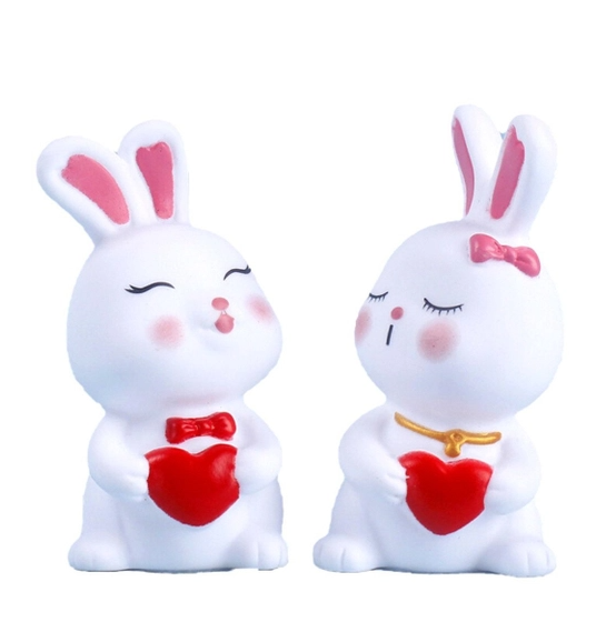 Mô Hình 2 Thỏ trắng - Cao 8cm - ngang 4cm - nặng 50gram - No box : bọc túi OPP N3-ST5