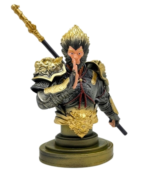 Mô Hình bán thân tôn ngộ không vàng đồng - Cao 17.5cm - nặng 400gram - Phụ kiện : đế + gậy - Figure Wukong - Bọc túi OPP - No Box N1-ST10