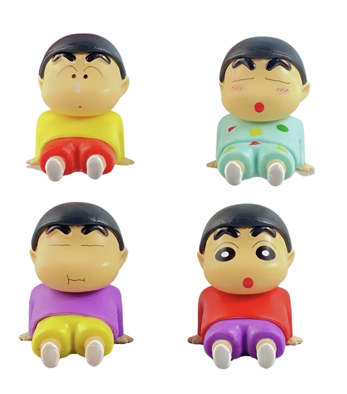 Mô Hình bộ 4 Shin dáng ngồi - Cao 14cm - nặng 300gram - Figure Cậu Bé Bút Chì - bọc túi OPP - No Box