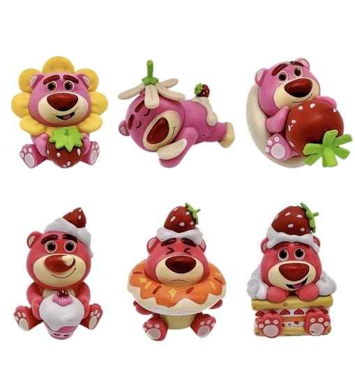 Mô Hình bộ 6 gấu dâu siêu cute Cao 5.5 - 7.9cm - nặng 300gram , Figure gấu dâu