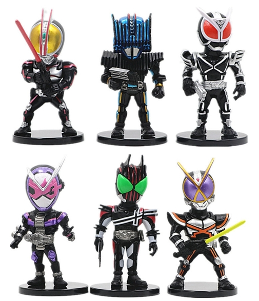 Mô Hình Bộ 6 nhân vật Kamen Rider chibi bản B - Cao 10cm - nặng 300gram