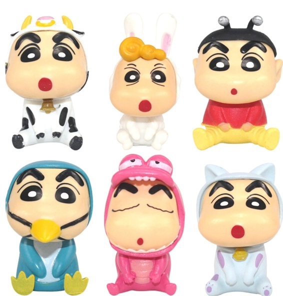 Mô Hình Bộ 6 nhân vật shin bút chì - Cao 5cm - nặng 200gram - Figure Cậu Bé Bút Chì