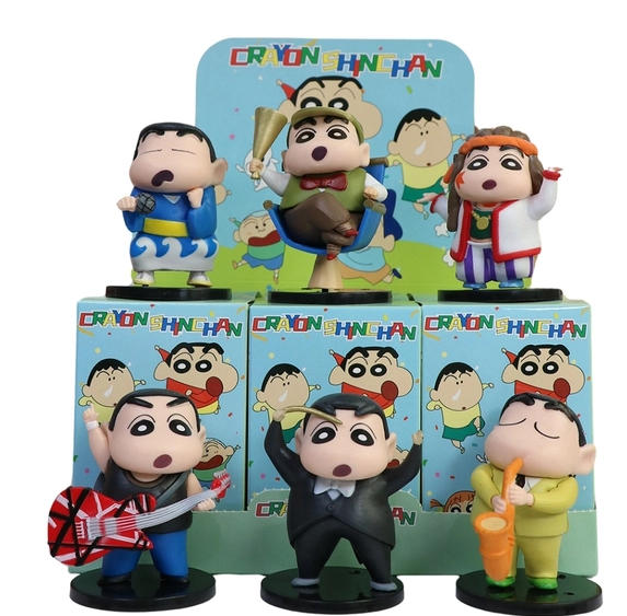 Mô Hình Bộ 6 nhân vật shin bút chì - Cao 6 - 7.5cm - nặng 300gram - Figure Cậu Bé Bút Chì