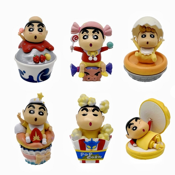 Mô Hình Bộ 6 nhân vật shin bút chì Bản B - Cao 7 - 9.5cm - nặng 300gram - Figure Cậu Bé Bút Chì