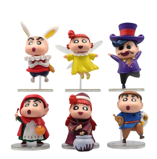 Mô Hình bộ 6 Shin bút chì - Cao 7-9cm - nặng 300gram - Figure Cậu Bé Bút Chì