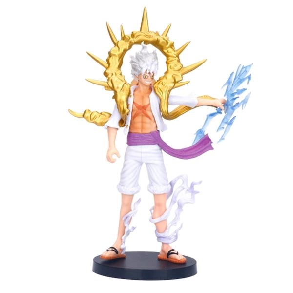 Bản 28cm Box Nhựa Hộp bóng kính - Mô hình OnePiece- Luffy Gear 5 Nika trắng vòng vàng Cao 28cm bản có vũ khí cầm tay