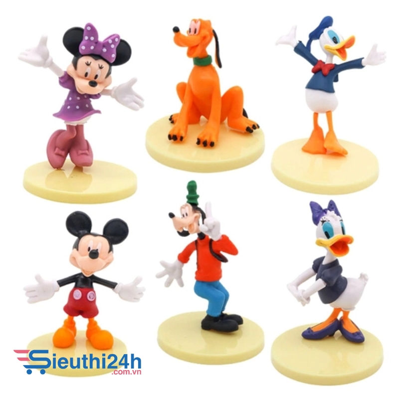 Mô Hình Bộ 6 các nhân vật Chuột Mickey - Cao 6-9cm tùy nhân vật - nặng 140gram