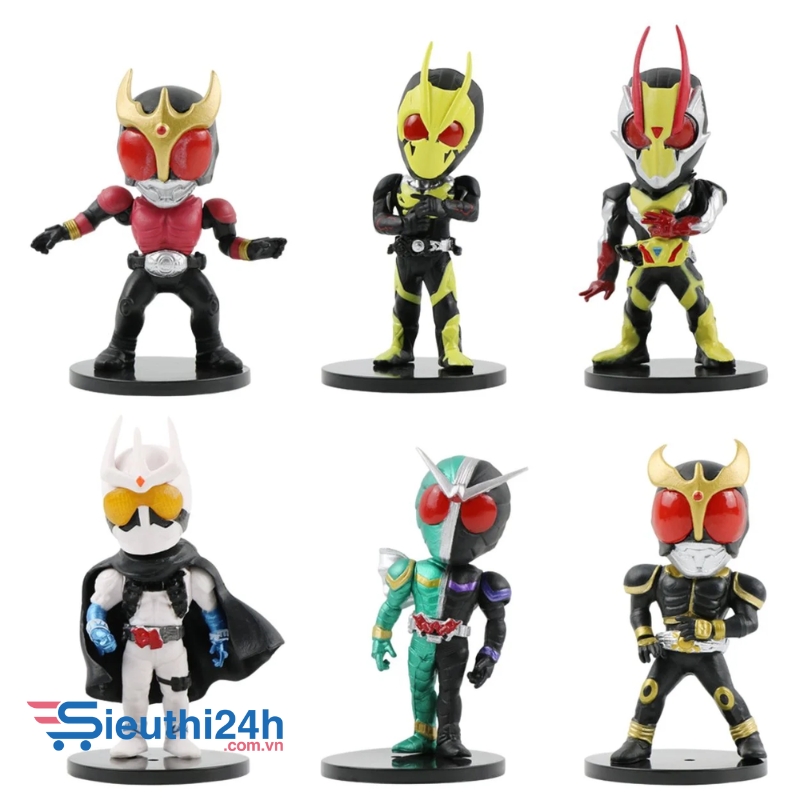 Mô Hình Bộ 6 nhân vật Kamen Rider chibi bản A - Cao 10cm - nặng 300gram - No Box