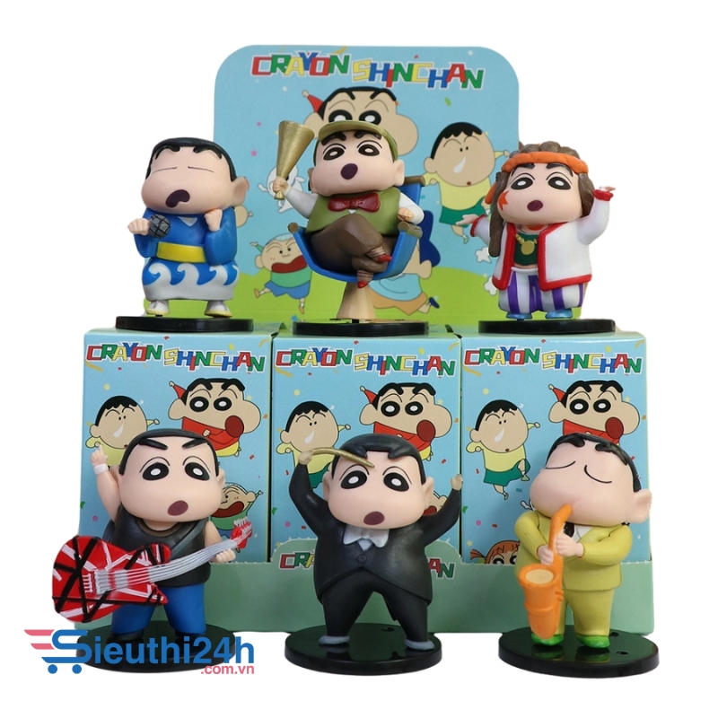 Mô Hình Bộ 6 nhân vật shin bút chì - Cao 6 - 7.5cm - nặng 300gram - Figure Cậu Bé Bút Chì