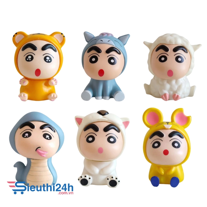 Mô Hình bộ 6 Shin bản A bộ 2 con giáp - Cao 6.5cm - nặng 300gram - Figure Cậu Bé Bút Chì