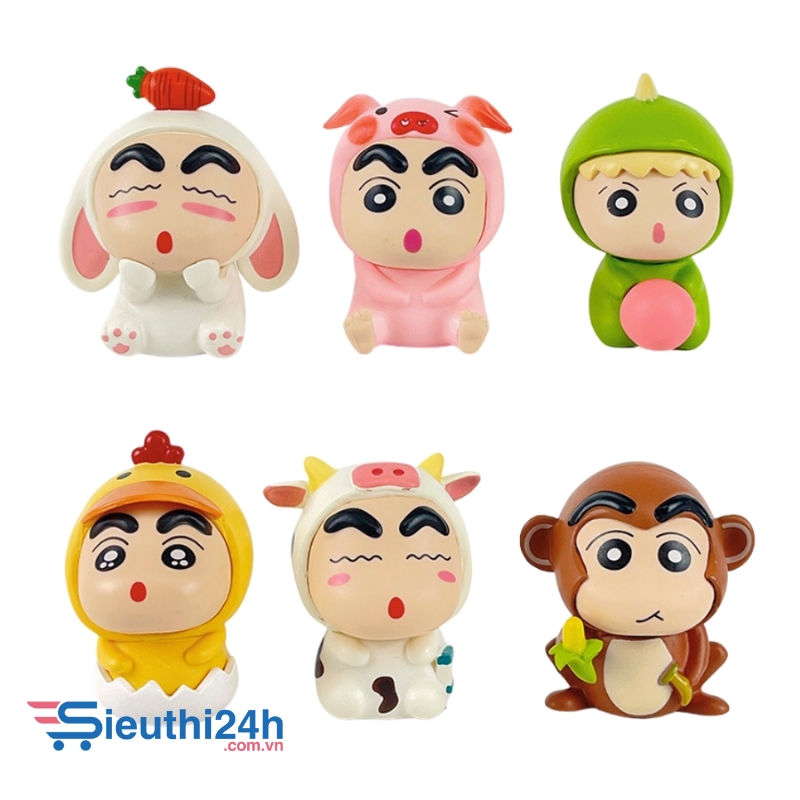Mô Hình bộ 6 Shin bản B bộ 2 con giáp - Cao 6.5cm - nặng 300gram - Figure Cậu Bé Bút Chì