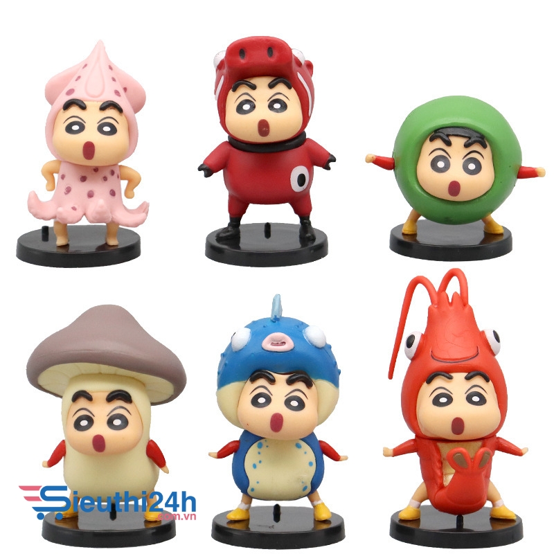 Mô Hình bộ 6 Shin bút chì - Cao 5-7.5cm - nặng 300gram - Figure Cậu Bé Bút Chì