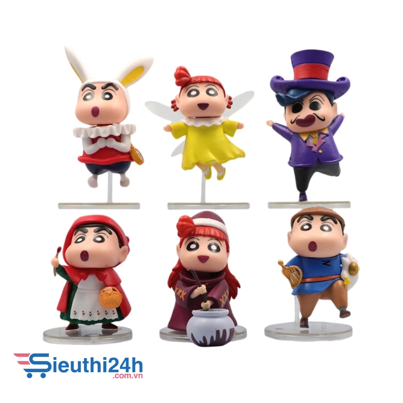 Mô Hình bộ 6 Shin bút chì - Cao 7-9cm - nặng 300gram - Figure Cậu Bé Bút Chì