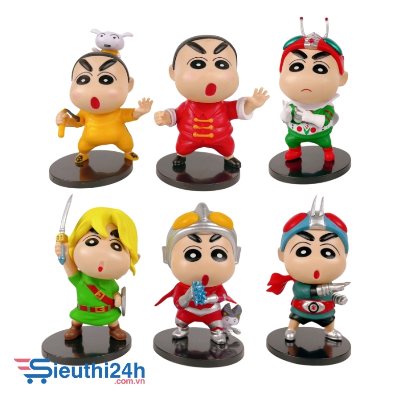 Mô Hình bộ 6 Shin bút chì cosplay - Cao 10cm - nặng 300gram - Figure Cậu Bé Bút Chì