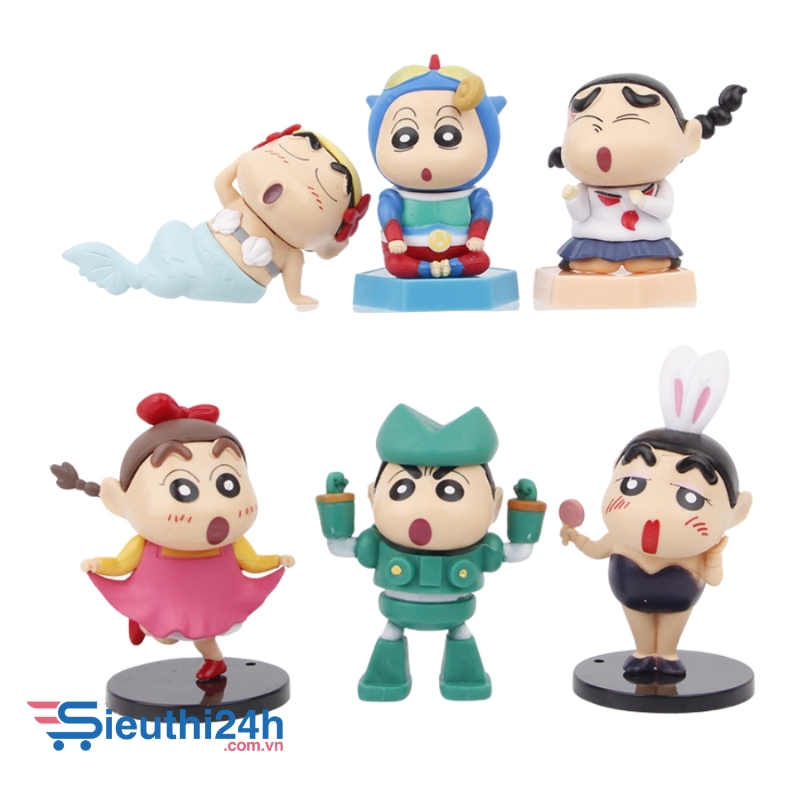 Mô Hình bộ 6 Shin bút chì cosplay - Cao 5.5-9cm - nặng 300gram - Figure Cậu Bé Bút Chì