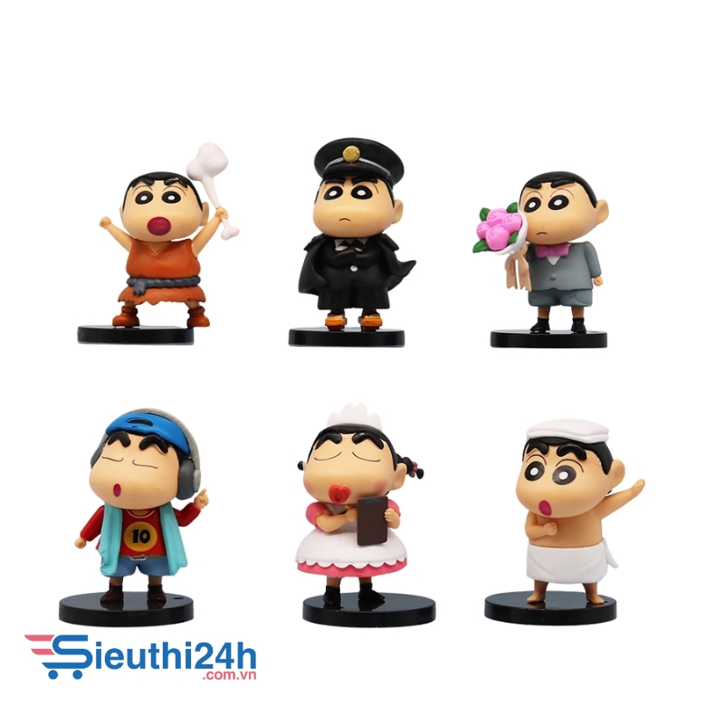 Mô Hình bộ 6 Shin bút chì cosplay - Cao 7-10cm - nặng 300gram - Figure Cậu Bé Bút Chì