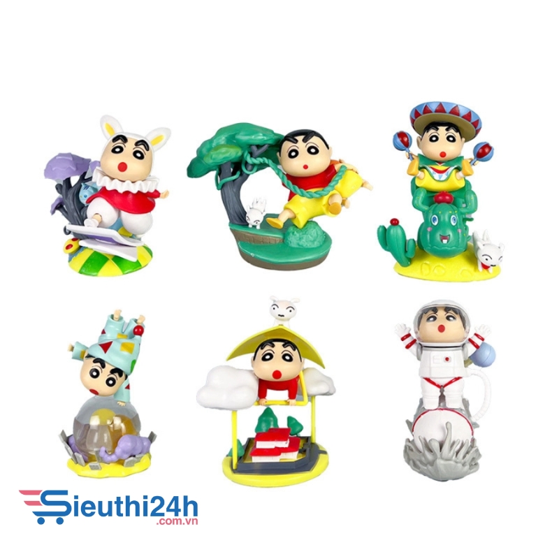 Mô Hình bộ 6 Shin bút chì cosplay - Cao 7-10cm - nặng 300gram - Figure Cậu Bé Bút Chì - bọc túi OPP