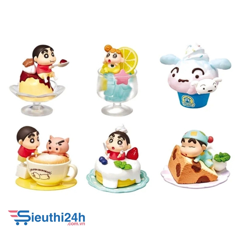 Mô Hình bộ 6 Shin bút chì cosplay - Cao 7.5cm - nặng 200gram - Figure Cậu Bé Bút Chì - bọc túi OPP