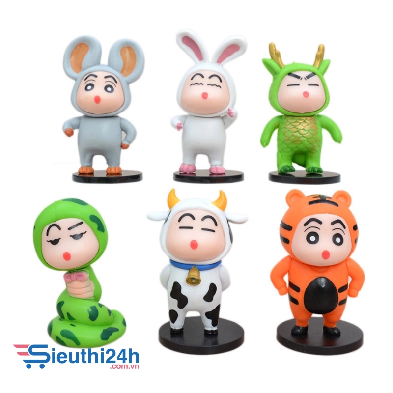 Mô Hình bộ 6 Shin bút chì cosplay động vật - Cao 8-10cm - nặng 300gram - Figure Cậu Bé Bút Chì