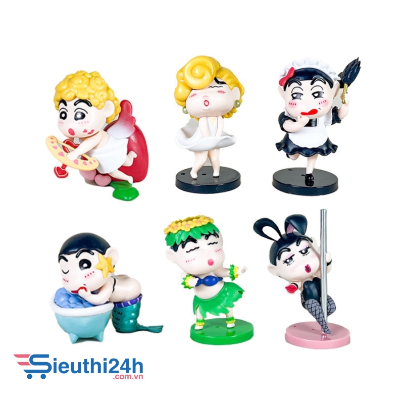 Mô Hình bộ 6 Shin bút chì cosplay gái - Cao 11cm - nặng 300gram - Figure Cậu Bé Bút Chì
