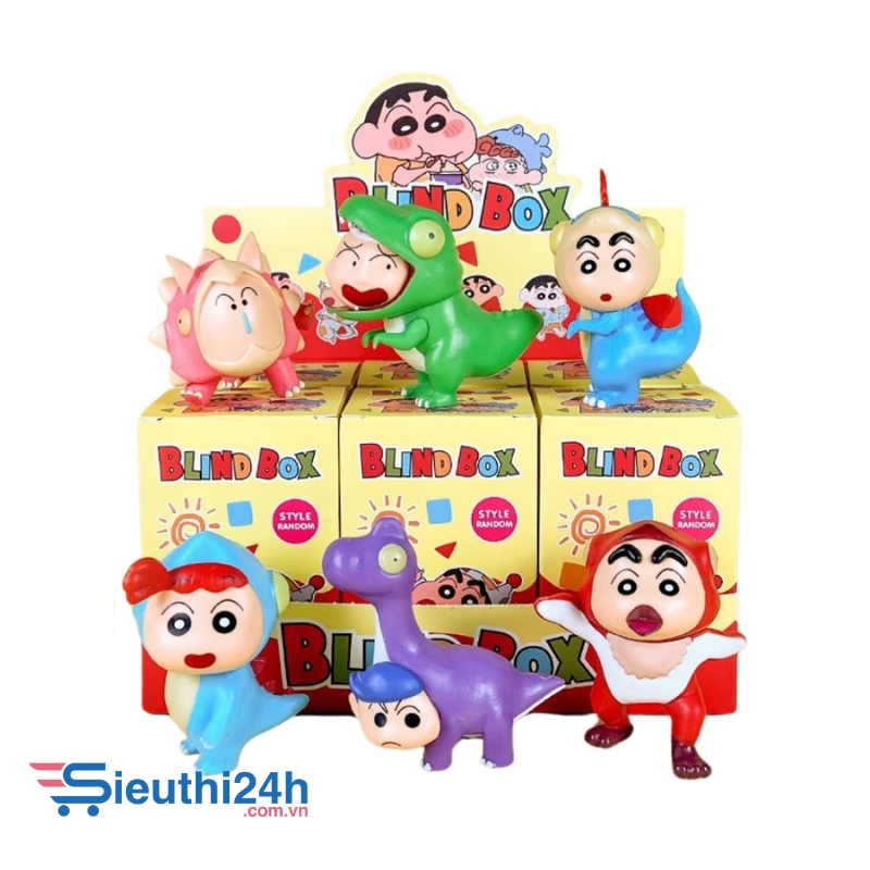 Mô Hình bộ 6 Shin bút chì cosplay khủng long - Cao 7.5cm - nặng 300gram - Figure Cậu Bé Bút Chì