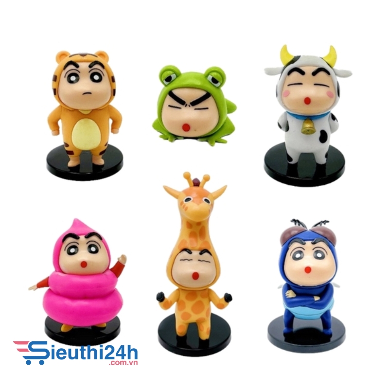 Mô Hình bộ 6 Shin cosplay động vật - Cao 4 - 13.5cm - nặng 500gram - Figure Cậu Bé Bút Chì