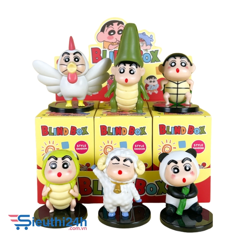 Mô Hình bộ 6 Shin động vật - Cao 8-11cm - nặng 300gram - Figure Cậu Bé Bút Chì - bọc túi OPP