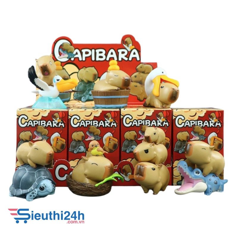 Mô Hình bộ 7 capi bara - Cao 5.5 - 7.5cm - nặng 300gram - Figure capi bara - bọc túi OPP - Hộp Màu