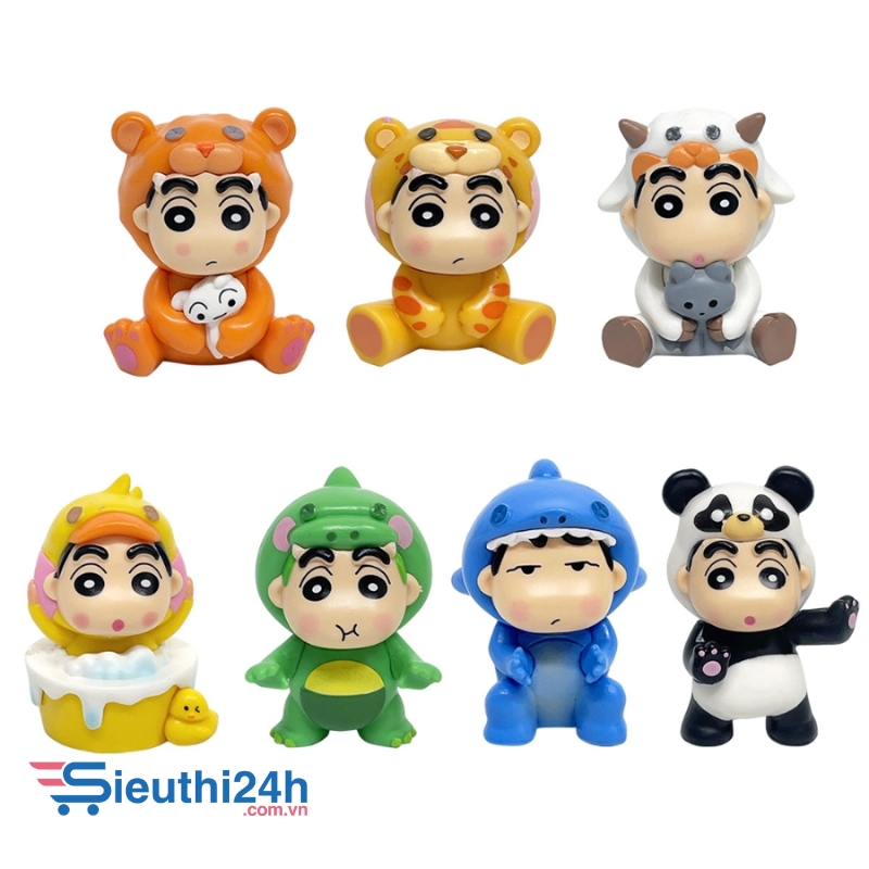 Mô Hình bộ 7 Shin bút chì cosplay động vật - Cao 6.5-8cm - nặng 450gram - Figure Cậu Bé Bút Chì