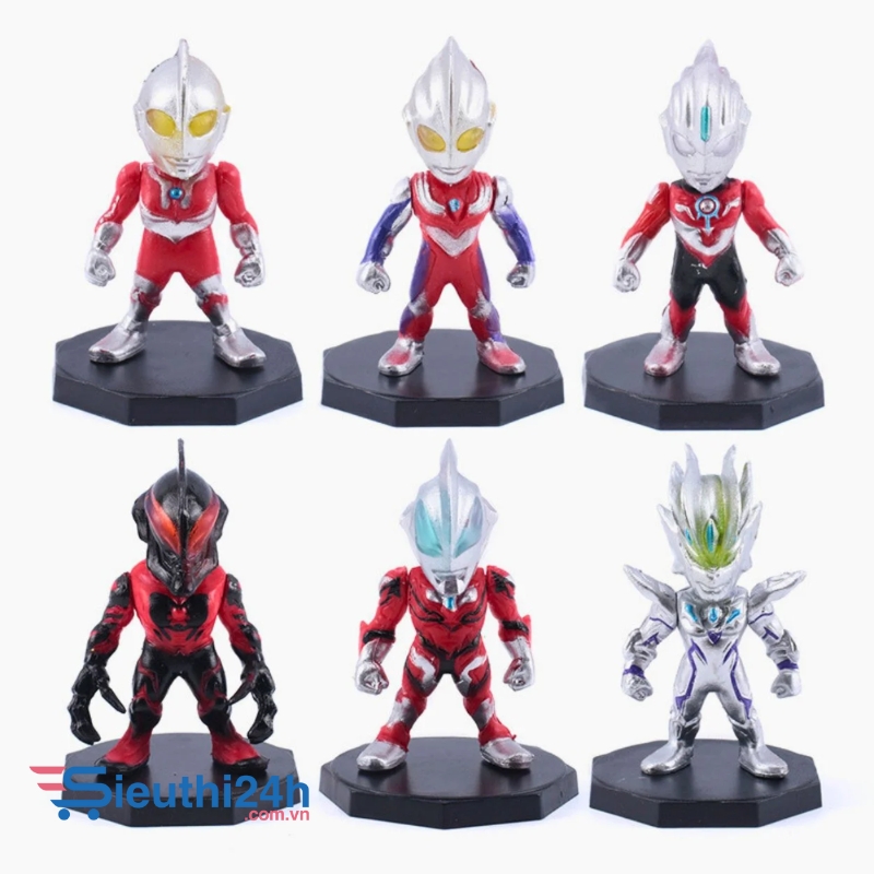 Mô Hình Bộ chibi 6 nhân vật siêu nhân điện quang bản B - Cao 6-7cm - nặng 150gram