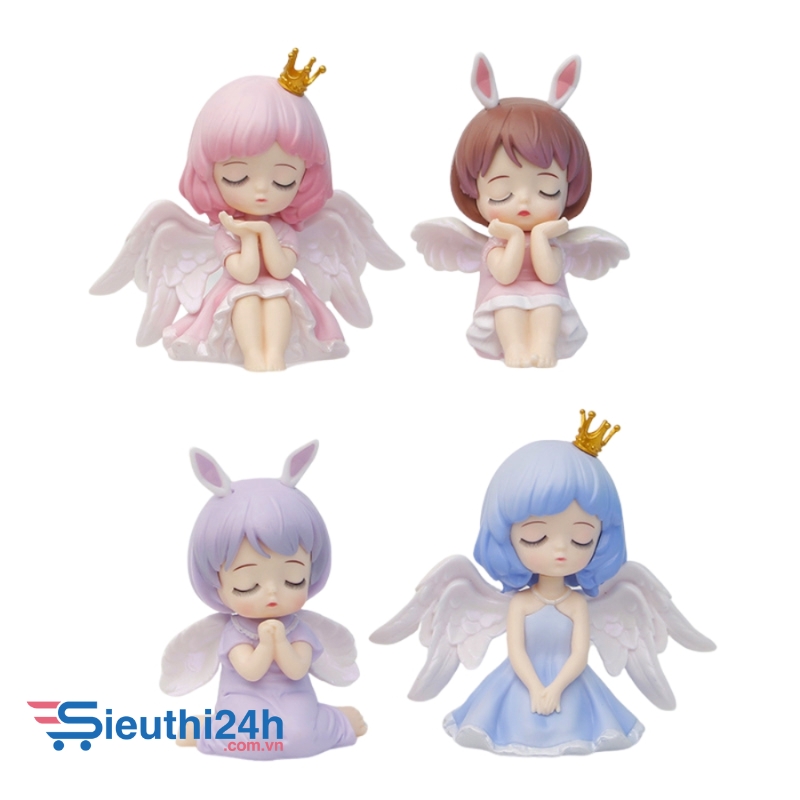Mô Hình búp bê bộ 4 Thiên Thần Michelle vương miện có cánh - Cao 9cm - nặng 270gram